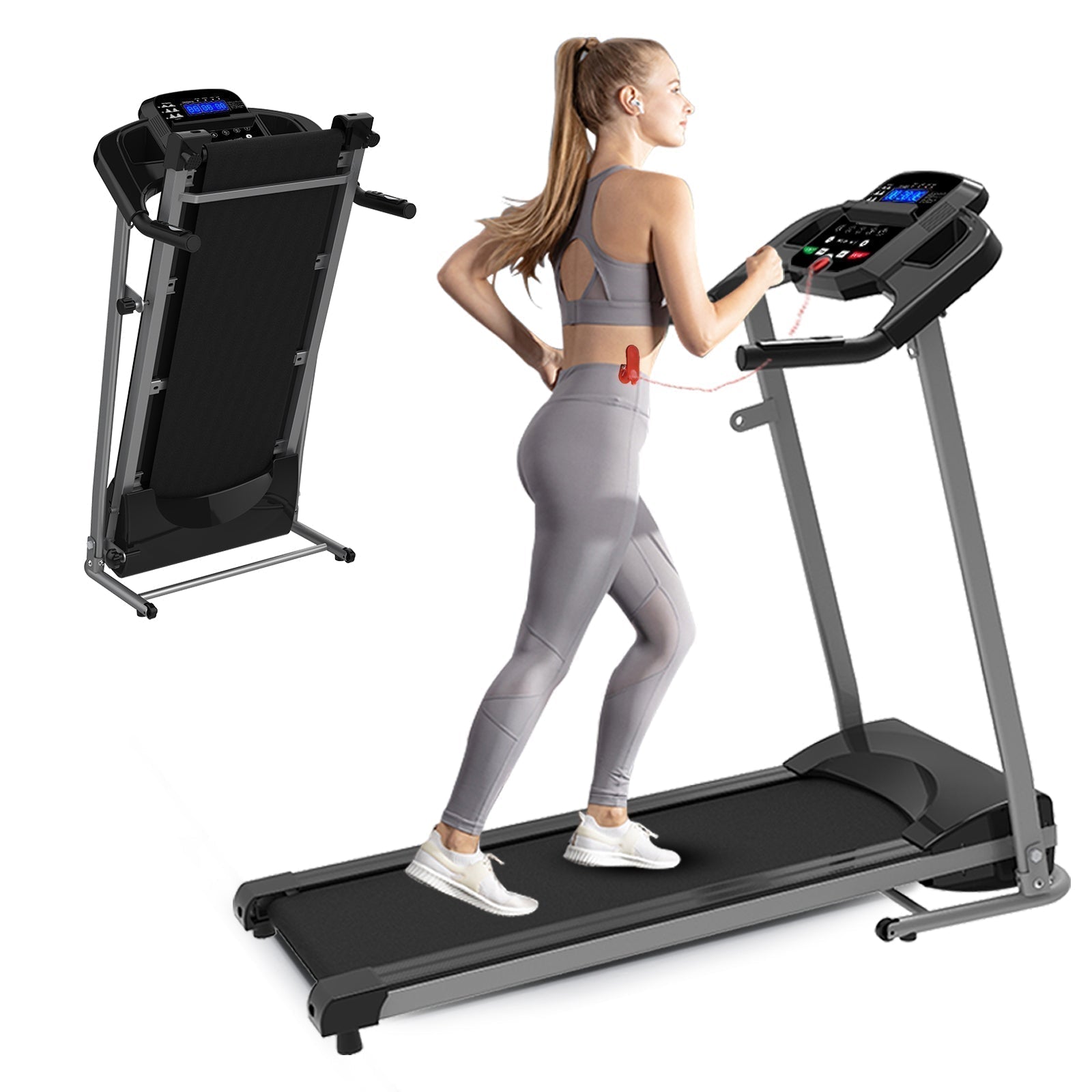 Mini Steppers for Exercise,  Hydraulic Fitness Stepper with LCD Monitor(Black+White)