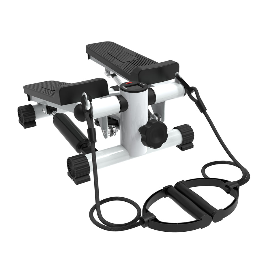 Mini Steppers for Exercise,  Hydraulic Fitness Stepper with LCD Monitor(Black+White)