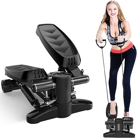 Mini Steppers for Exercise,  Hydraulic Fitness Stepper with LCD Monitor(Black+White)